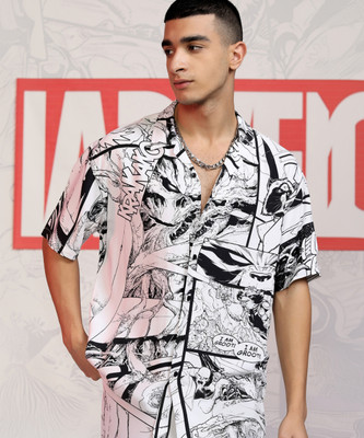 HIGHLANDER Men Printed Casual Black, White Shirt