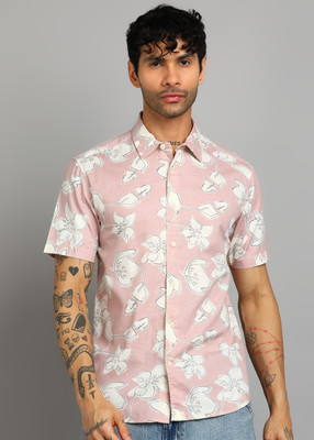 FLYING MACHINE Men Floral Print Casual Pink Shirt