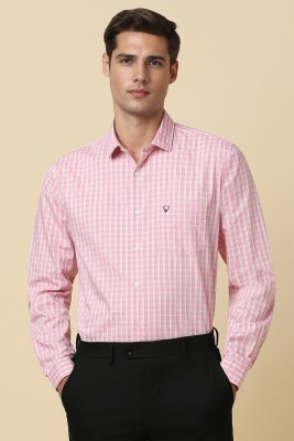 Allen Solly Men Checkered Formal Pink, White Shirt