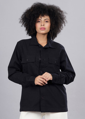 Pronk Women Solid Casual Black Shirt