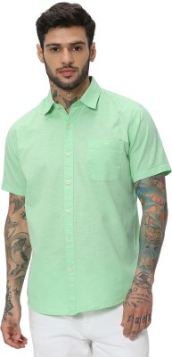 MUFTI Men Solid Casual Light Green Shirt