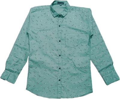 THE TINGGE Boys Printed Casual Green Shirt