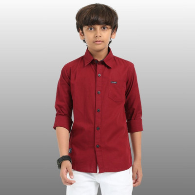 ROCKET SCIENCE Boys Solid Casual Maroon Shirt