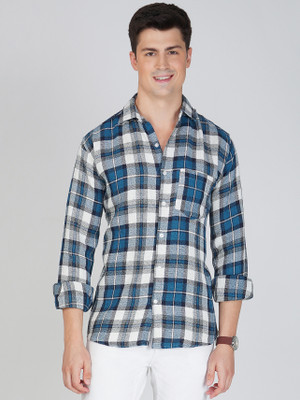 METRONAUT Men Checkered Casual Blue Shirt