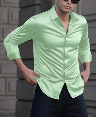 SID FAB Men Solid Casual Light Green Shirt