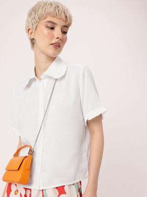 Dressberry Women Solid Casual White Shirt