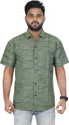 maaz creation Men Self Design Casual Green Shirt
