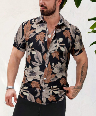 Marmic Fab Men Floral Print Casual Light Blue Shirt