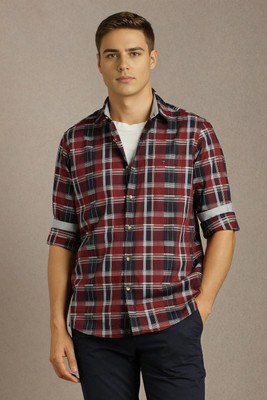 LOUIS PHILIPPE Men Checkered Casual Maroon Shirt