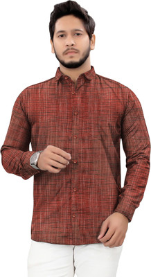 MK WORLD Men Self Design Casual Red Shirt