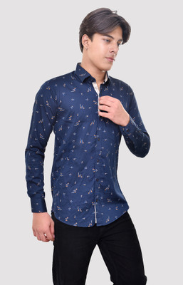 EYSTONE Men Printed Casual Blue Shirt