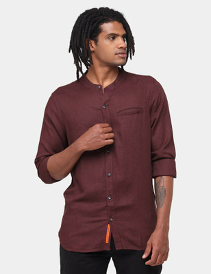 SINGLE by Ranbir Kapoor Men Printed Casual Maroon Shirt