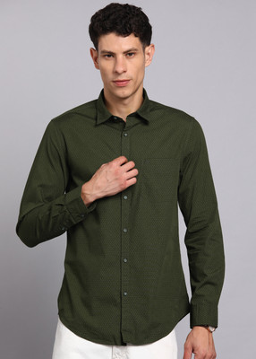 PETER ENGLAND Men Printed Casual Green Shirt