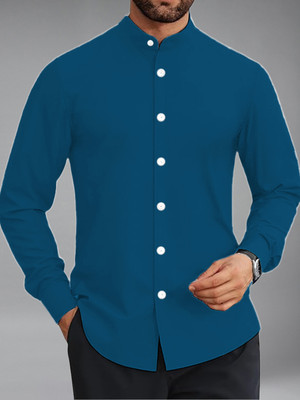Apektra Men Solid Casual Blue Shirt