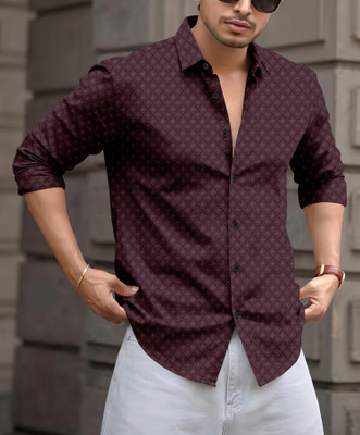 SPOQUE Men Printed Casual Purple Shirt