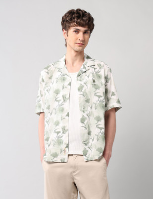 U.S. Polo Assn. Denim Co. Men Floral Print Casual Green, Beige Shirt