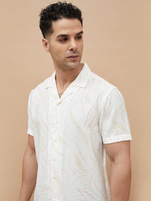 CODE by Lifestyle Men Striped Casual White Shirt