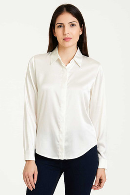 TRUSTROW Women Solid Casual White Shirt