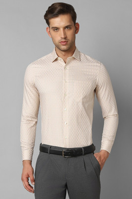 LOUIS PHILIPPE Men Checkered Formal Beige Shirt