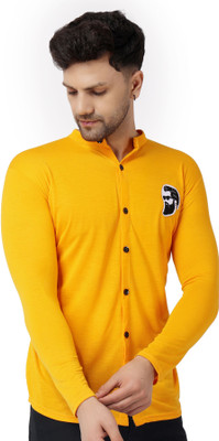 tfurnish Men Solid Casual Yellow Shirt