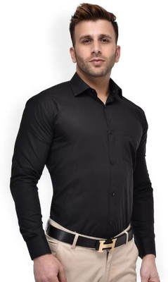 Thinknest Fashion Men Solid Formal Black Shirt
