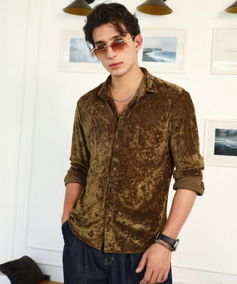 CAMPUS SUTRA Men Solid Casual Brown Shirt