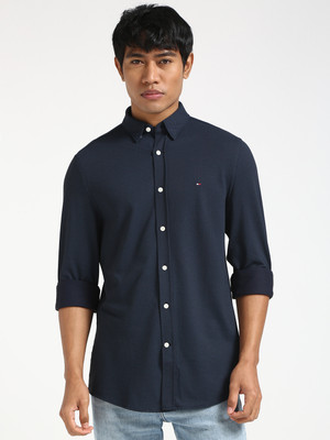 TOMMY HILFIGER Men Solid Casual Blue Shirt