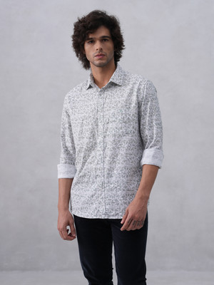 CRIMSOUNE CLUB Men Printed Casual Green, White Shirt