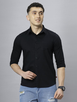 UWR Men Solid Casual Black Shirt