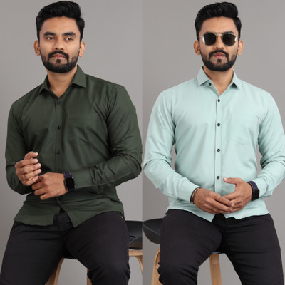 SOPANI Men Solid Casual Multicolor Shirt(Pack of 2)