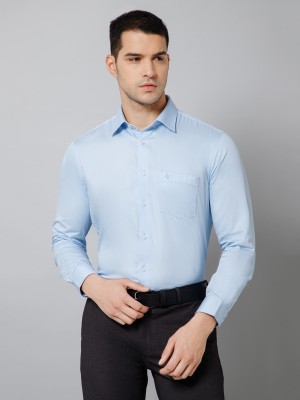 CANTABIL Men Self Design Formal Light Blue Shirt