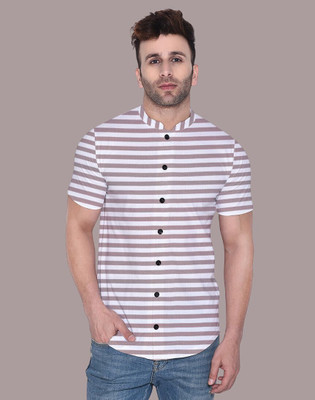 BEYOU FASHION Men Striped Casual Beige Shirt
