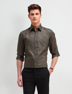 Arrow Newyork Men Self Design Formal Brown Shirt