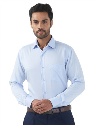 Raymond Men Solid Formal Blue Shirt