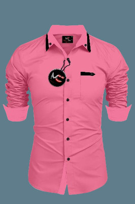 jeny fashion Men Solid Casual Pink Shirt