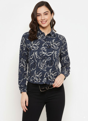 pecker Women Printed Casual Grey Shirt