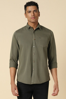 Allen Solly Men Striped Casual Green Shirt