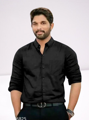 Ananta Men Solid Casual Black Shirt