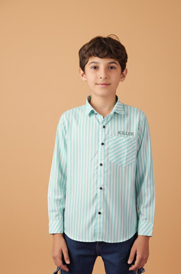 KILLER Boys Striped Casual Light Blue Shirt