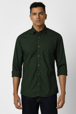 PETER ENGLAND Men Printed Casual Green Shirt