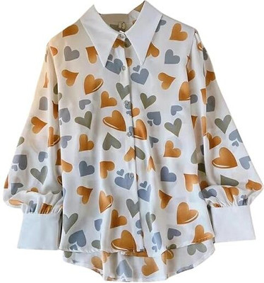 Leriya Fashion Women Printed Casual White, Yellow Shirt
