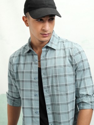 KETCH Men Checkered Casual Blue Shirt