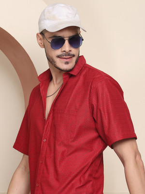 METRONAUT Men Self Design Casual Red Shirt