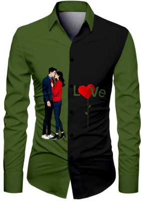 AviraEnterprise Men Printed Casual Dark Green Shirt