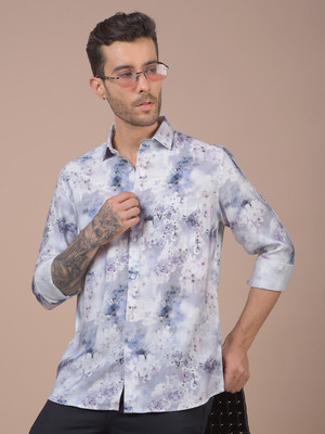 CRIMSOUNE CLUB Men Floral Print Casual Purple Shirt
