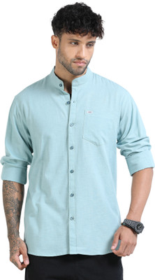 U.S. Pitchers Men Solid Casual Blue Shirt