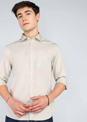 FLYING MACHINE Men Solid Casual Beige Shirt