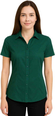 ZUNAIRA GARMENTS Women Solid Formal Green Shirt