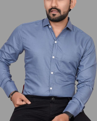 GLOBAL NOMAD Men Solid Casual Grey Shirt