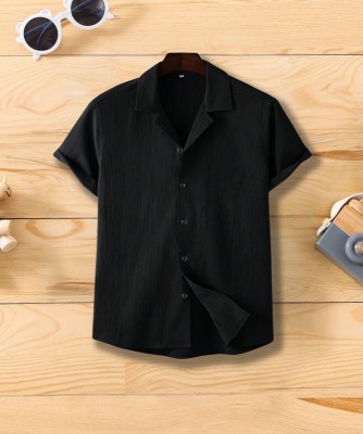 DWARKADHISH CREATION Boys Self Design Casual Black Shirt